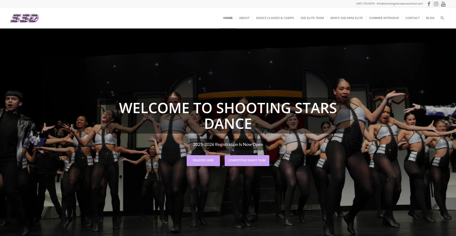 Website screenshot of Shootingstarsdanceschool.com