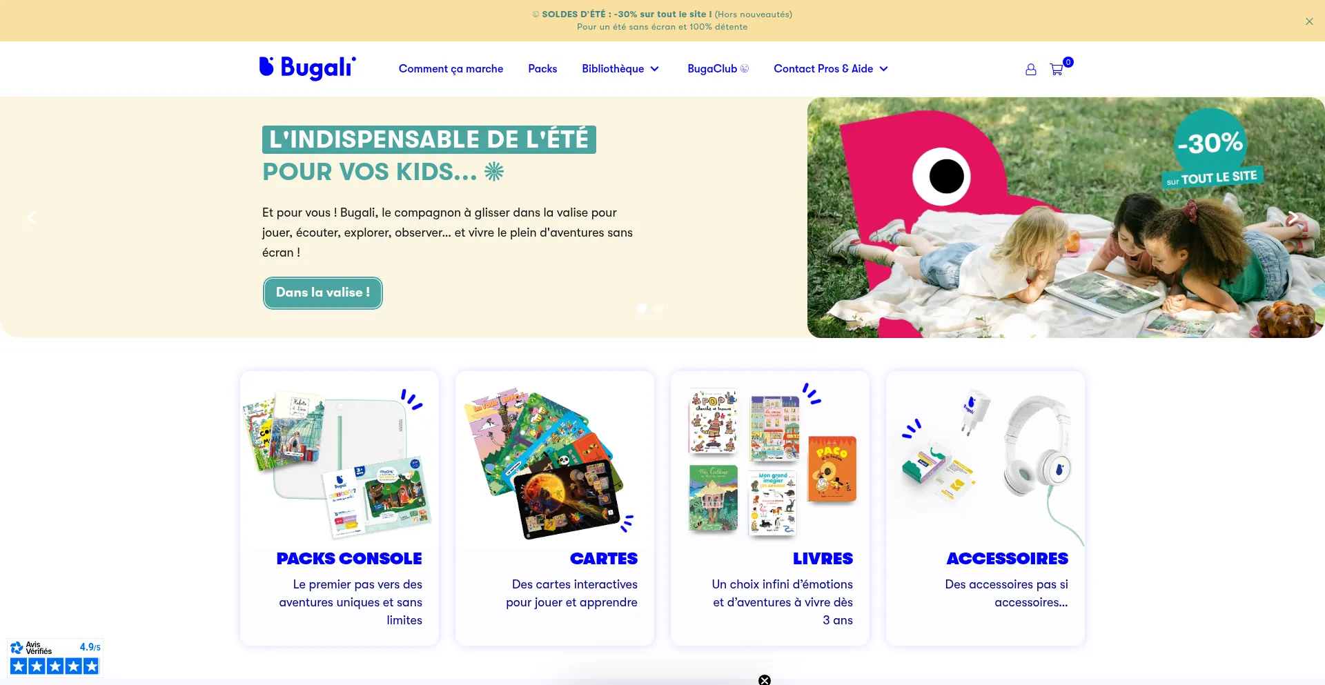 Website screenshot of Shop.bugali.com