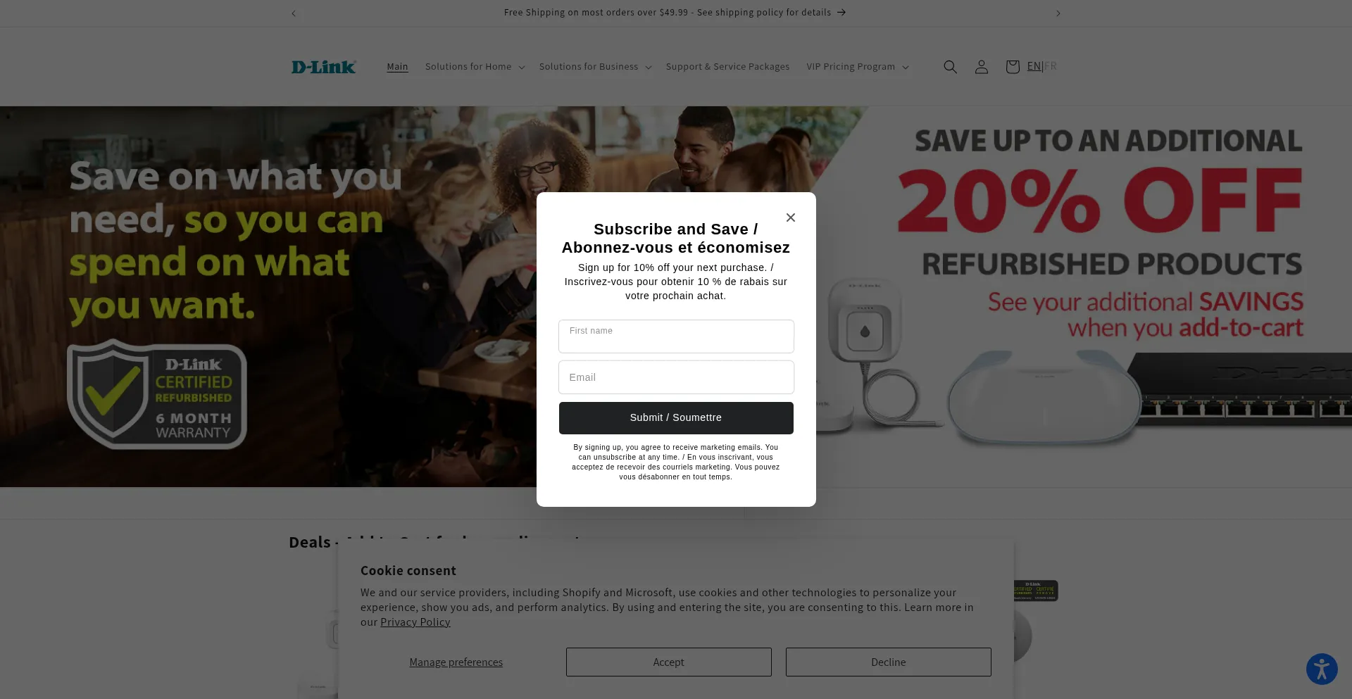 Shop.dlink.ca Screenshot