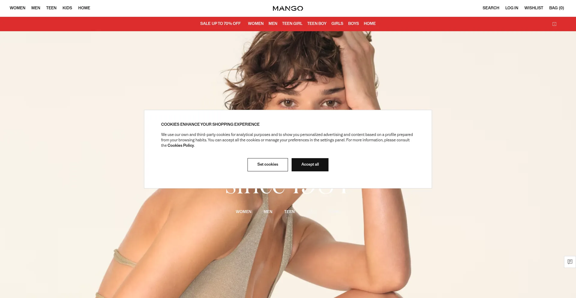 Website screenshot of Shop.mango.com