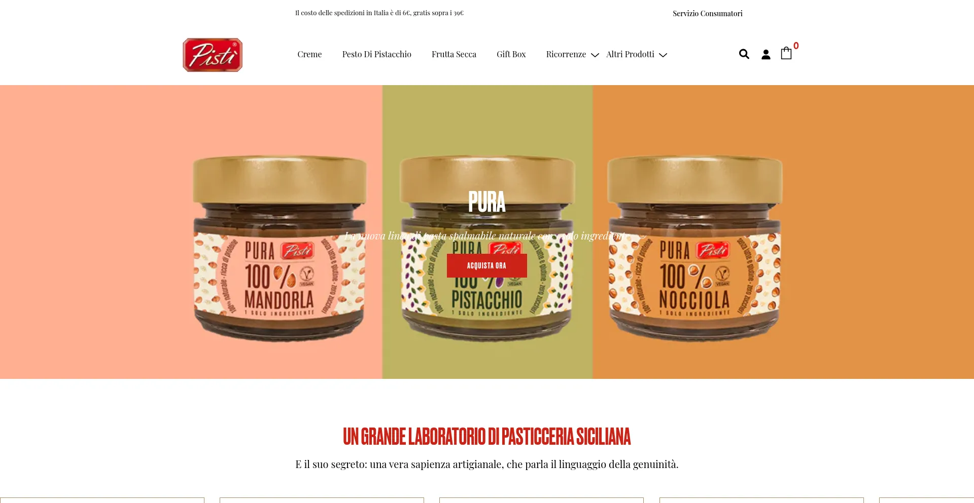 Website screenshot of Shop.pisti.it