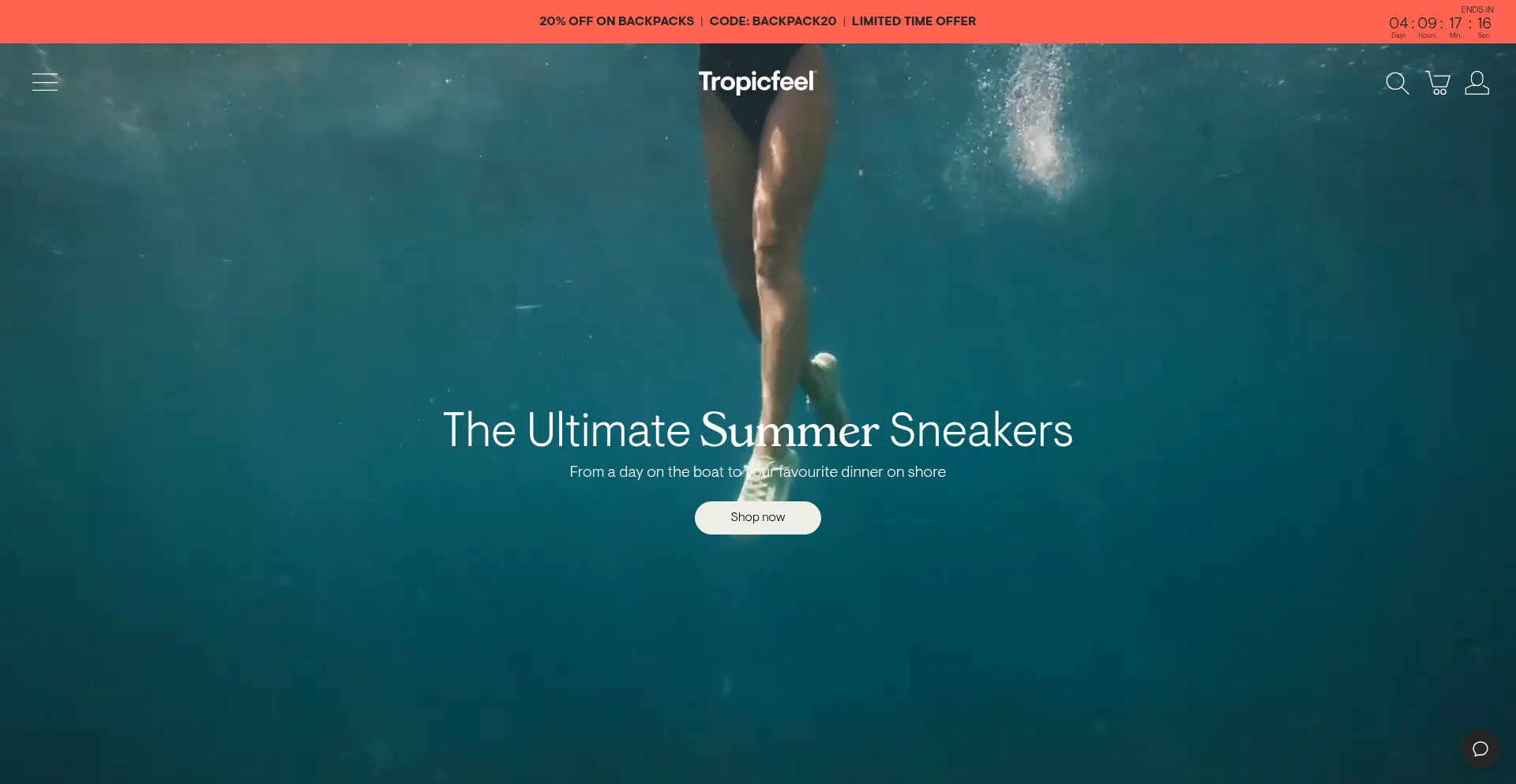 Website screenshot of Shop.tropicfeel.com