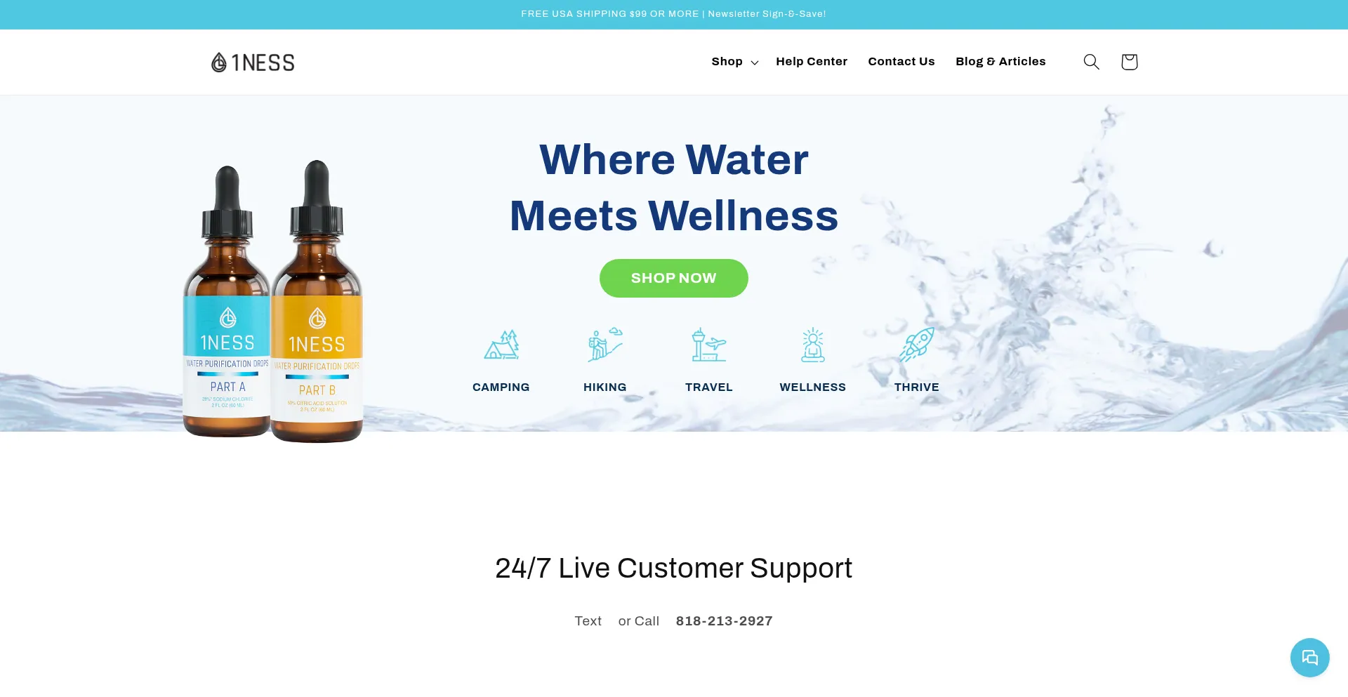 Website screenshot of Shop1ness.com