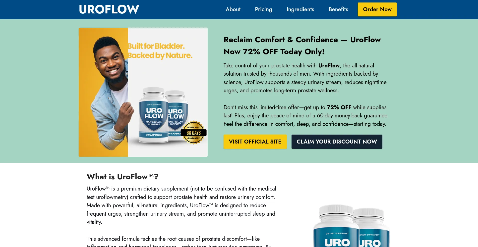 Website screenshot of Shop-uroflow.com