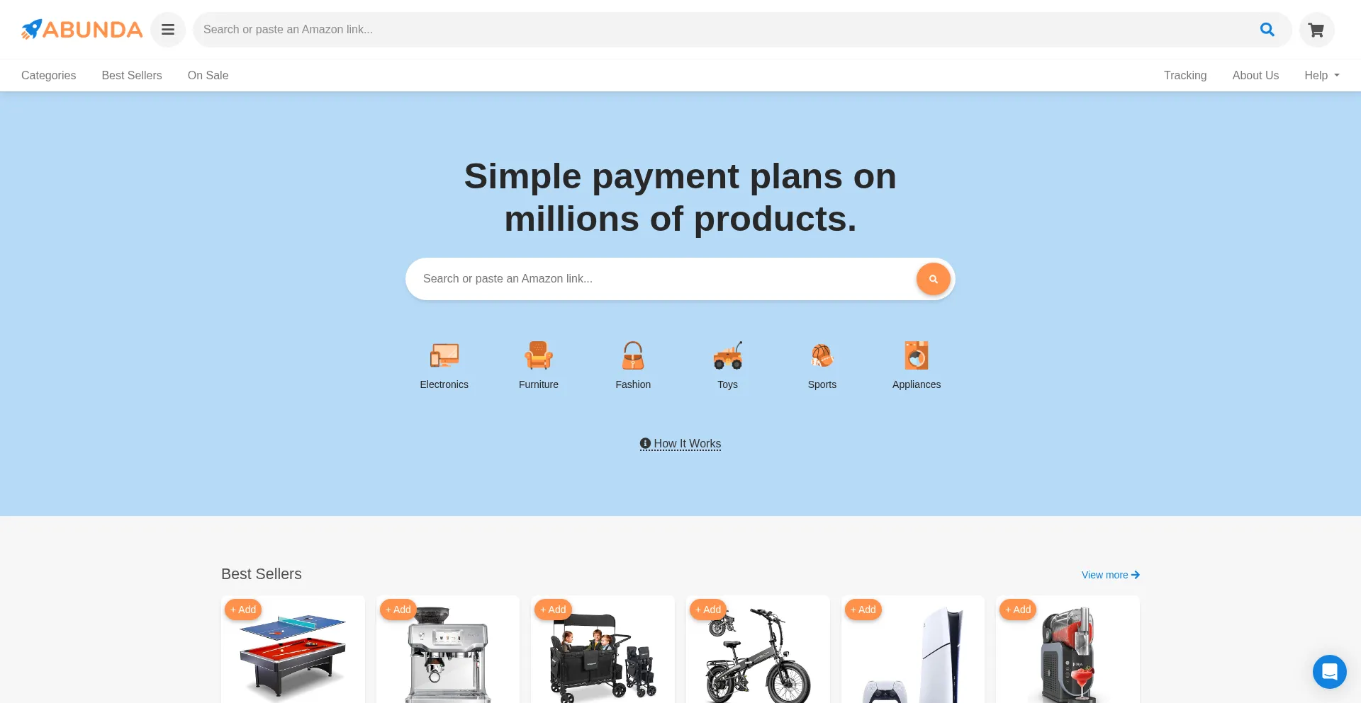 Website screenshot of Shopabunda.com