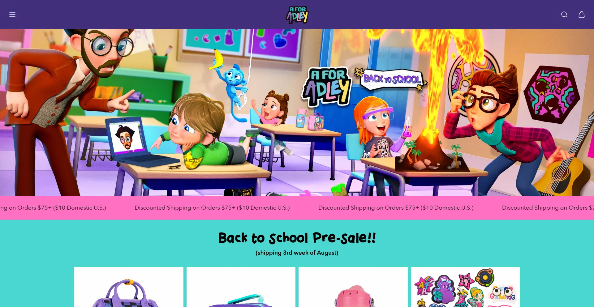 Website screenshot of Shopadley.com