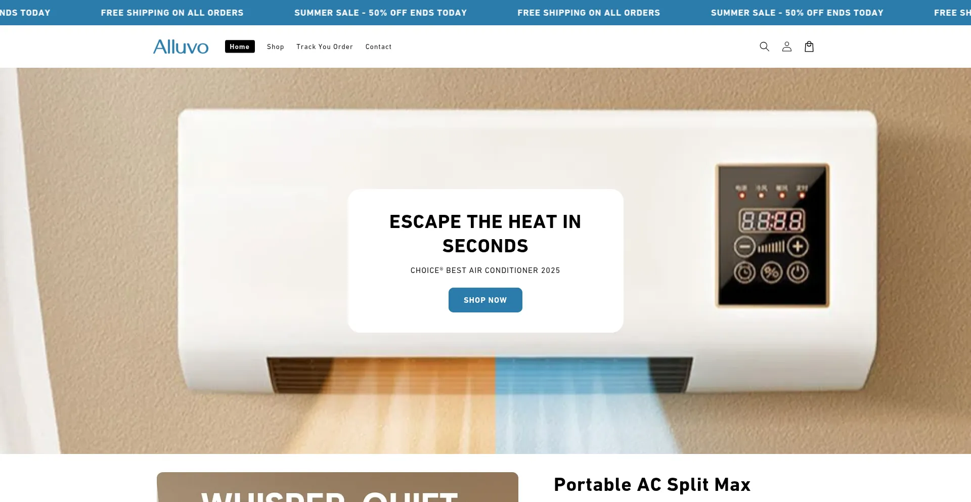 Website screenshot of Shopalluvo.co