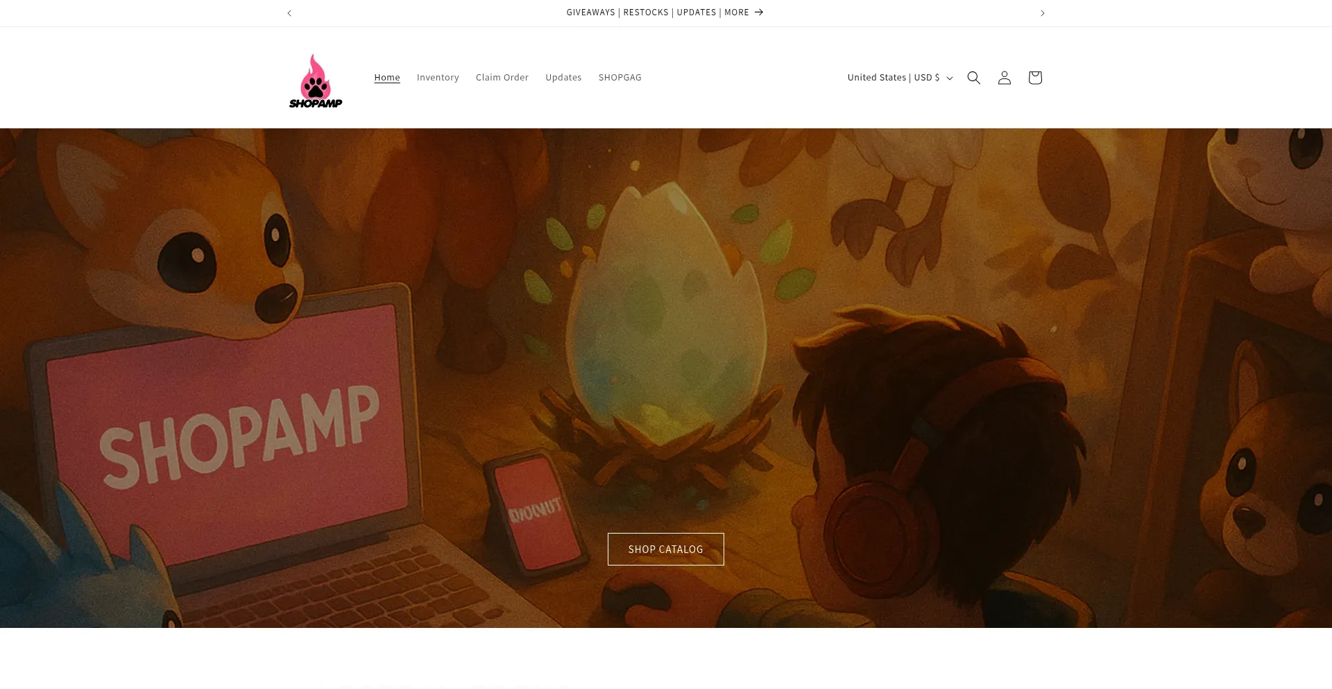 Website screenshot of Shopamp.store