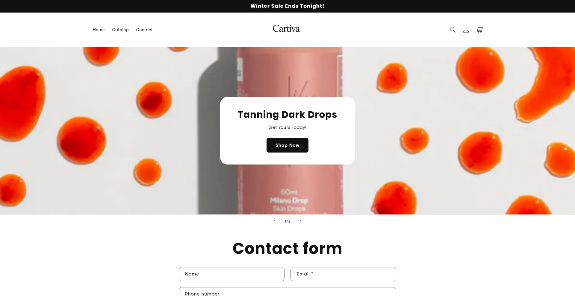 Website screenshot of Shopcartiva.com