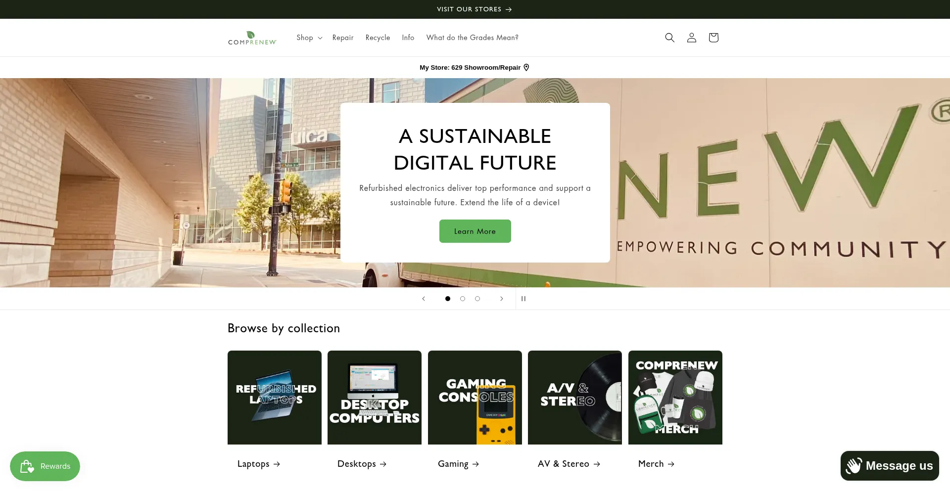 Website screenshot of Shopcomprenew.org
