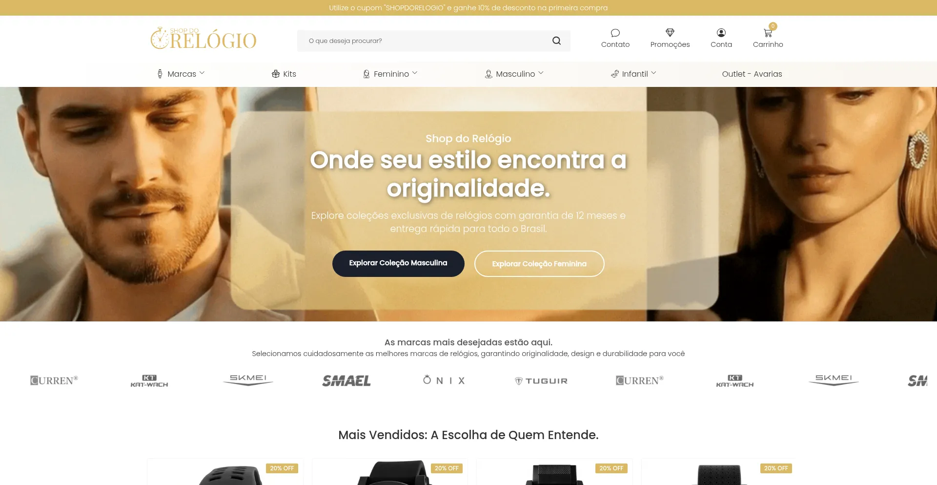 Website screenshot of Shopdorelogio.com.br