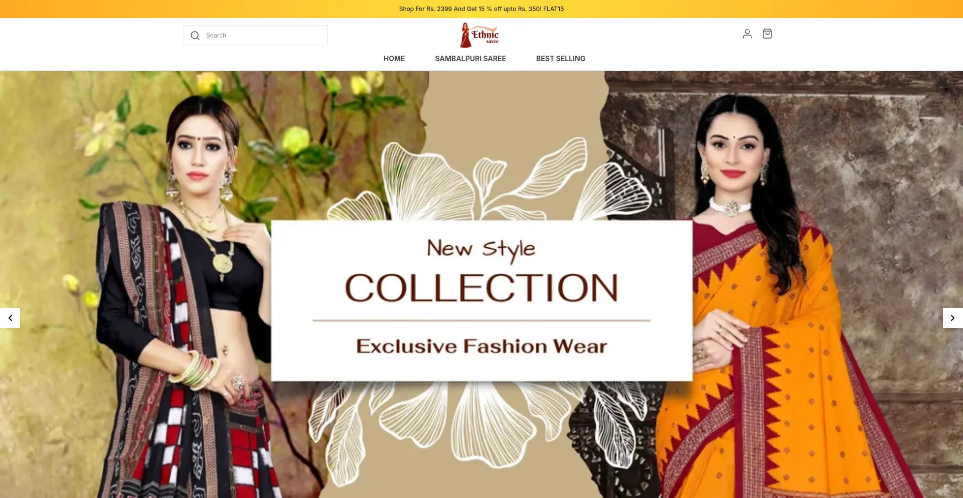 Website screenshot of Shopethnicsarees.com