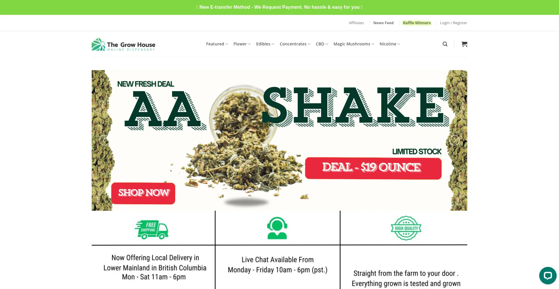 Website screenshot of Shopgrowhouse.io