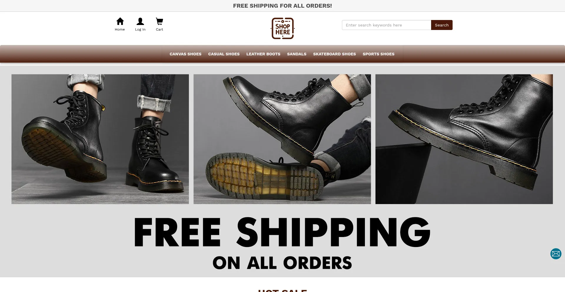 Website screenshot of Shopherestore.com