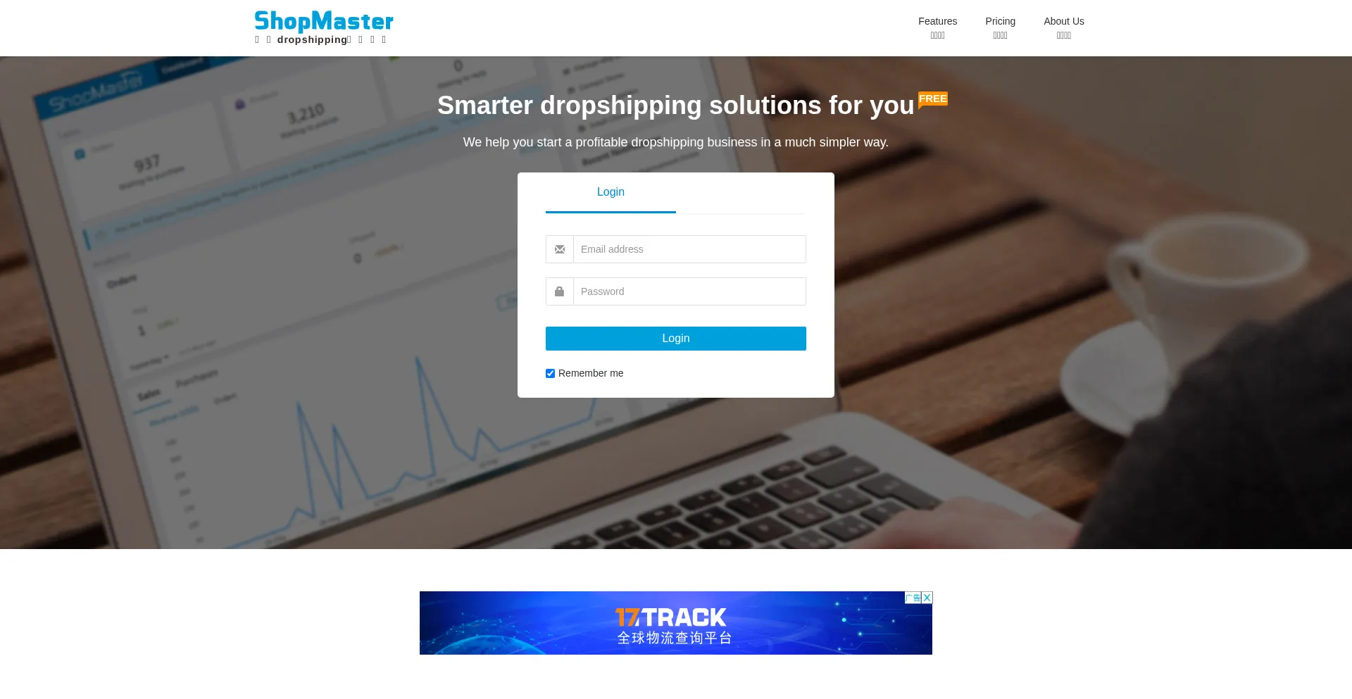 Website screenshot of Shopmaster.com
