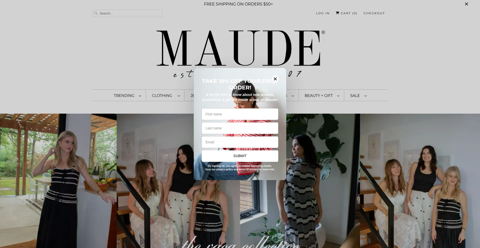 Website screenshot of Shopmaude.com