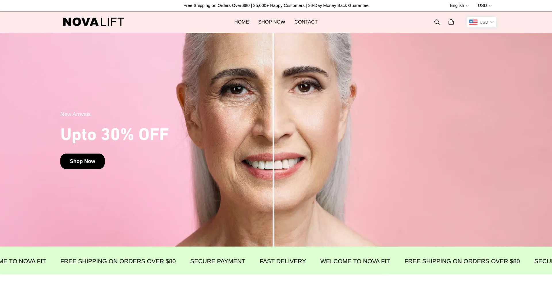 Website screenshot of Shopnovalift.com