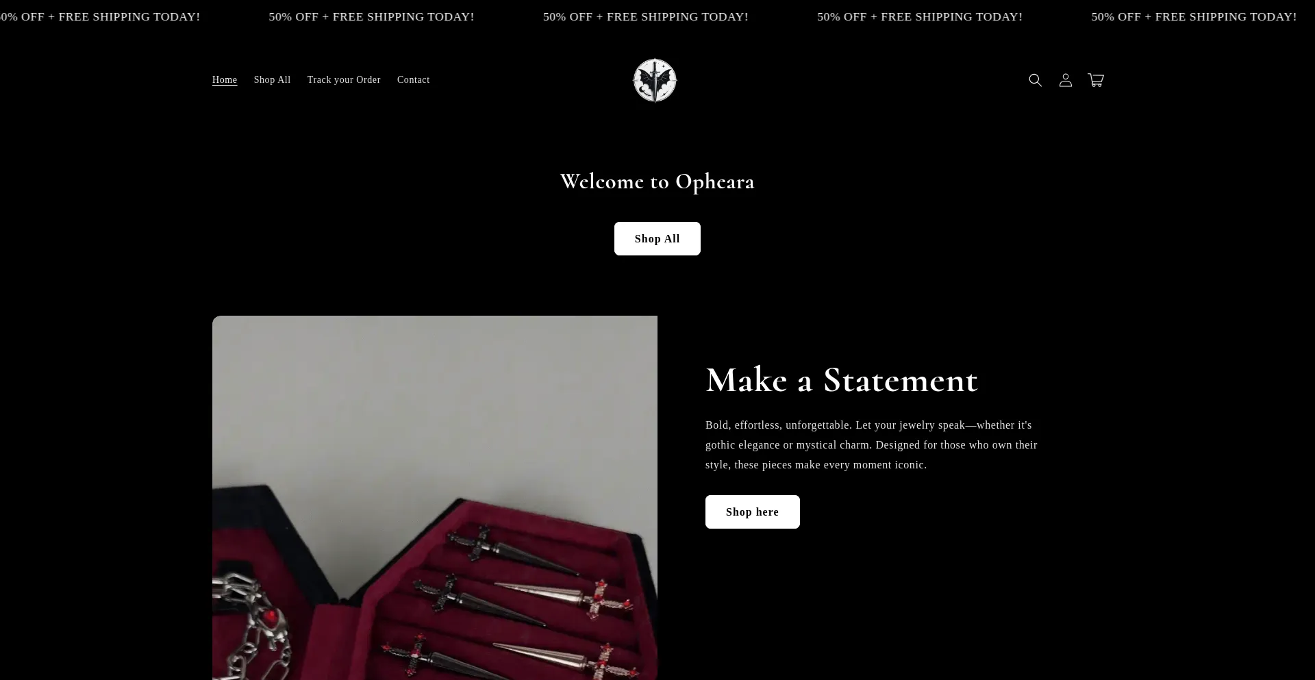 Website screenshot of Shopopheara.com
