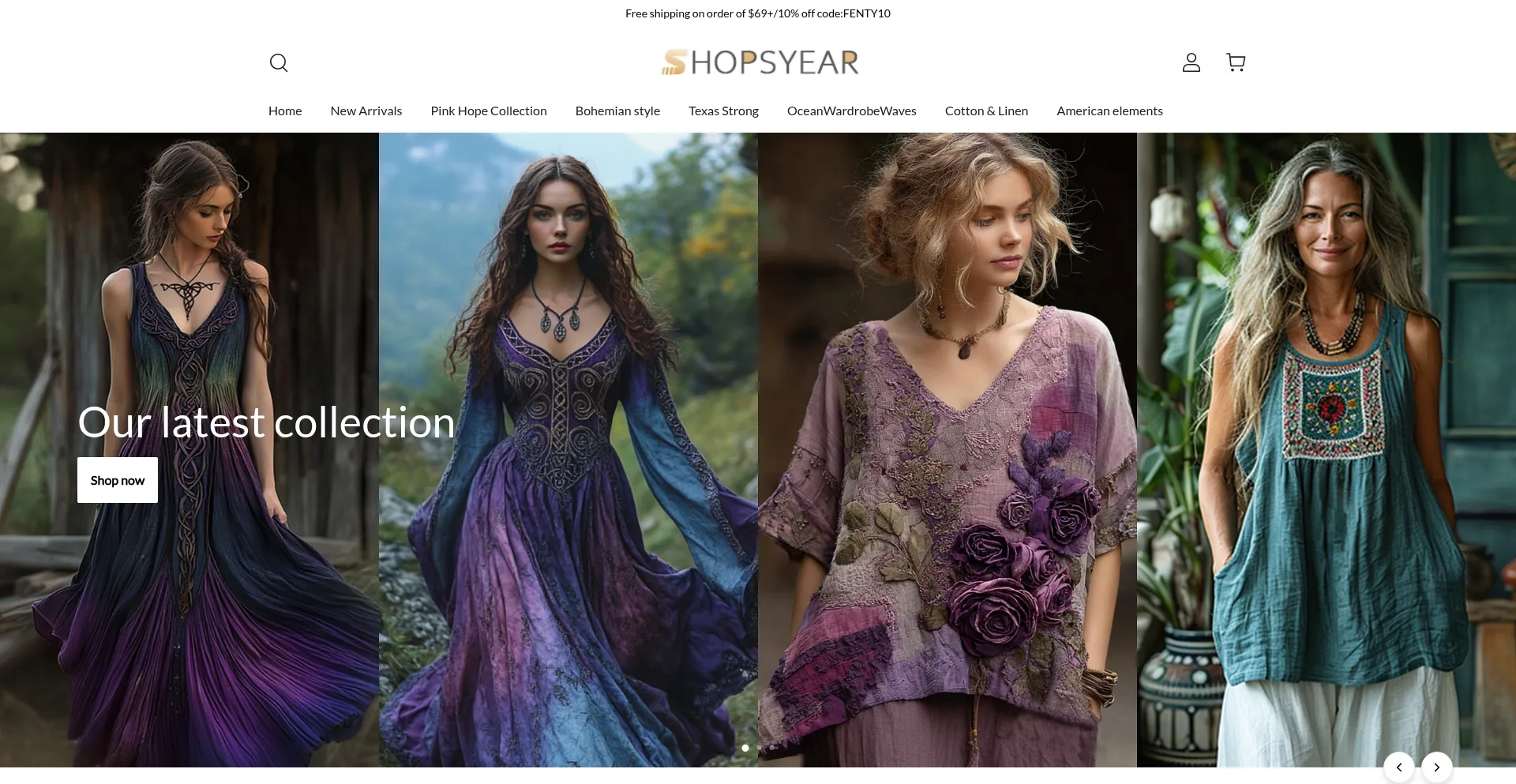 Website screenshot of Shopsyear.com