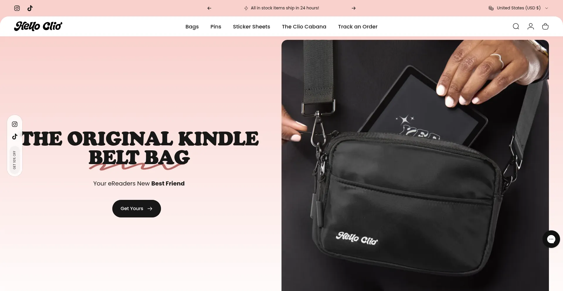 Website screenshot of Shoptheclio.com