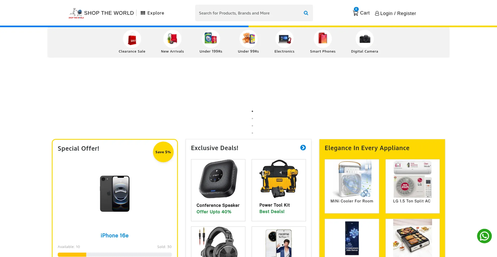 Website screenshot of Shoptheworld.in