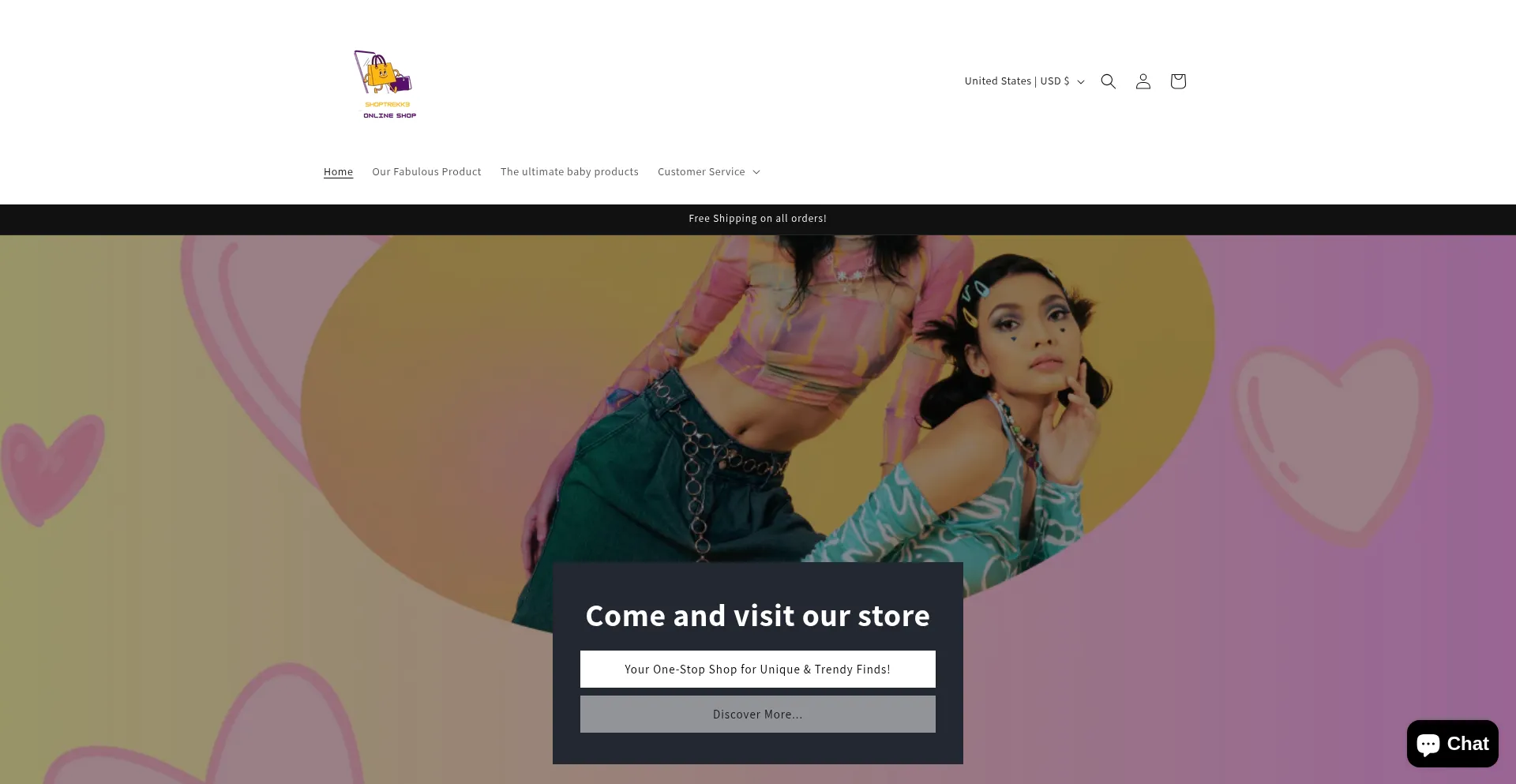 Website screenshot of Shoptrekk3.com