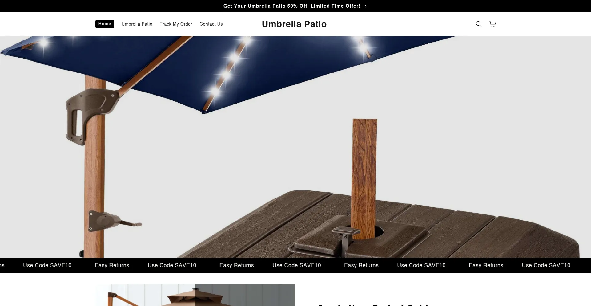 Website screenshot of Shopumbrellapatio.com