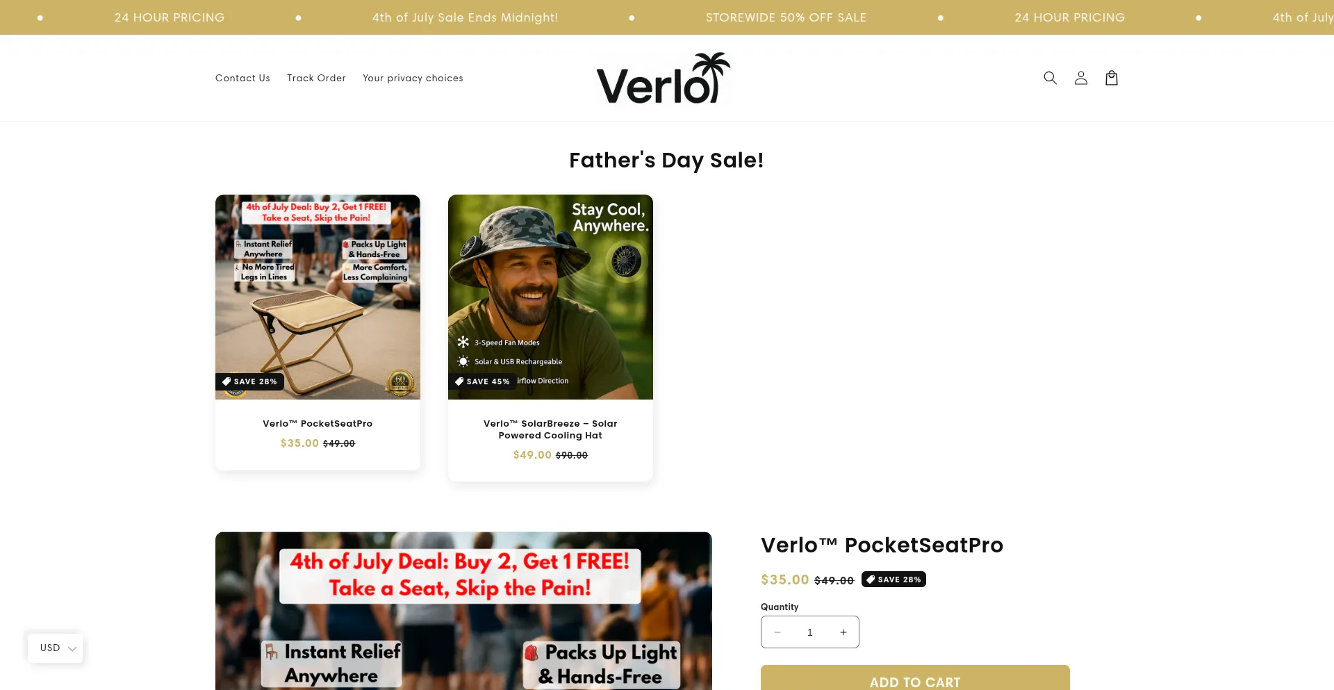 Website screenshot of Shopverlo.com