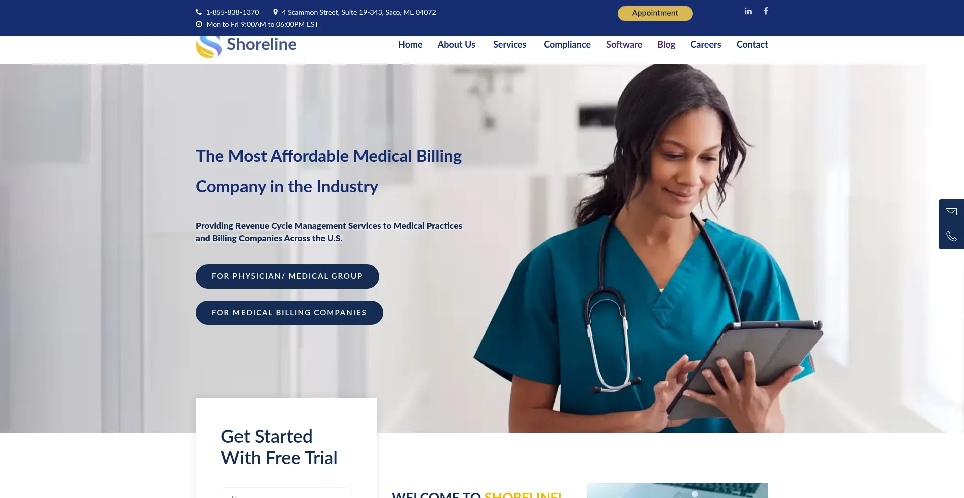 Website screenshot of Shorelinemb.com