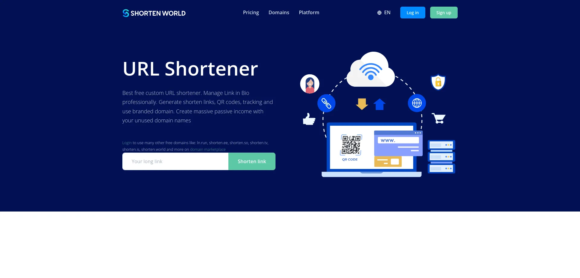 Website screenshot of Shorten.ee