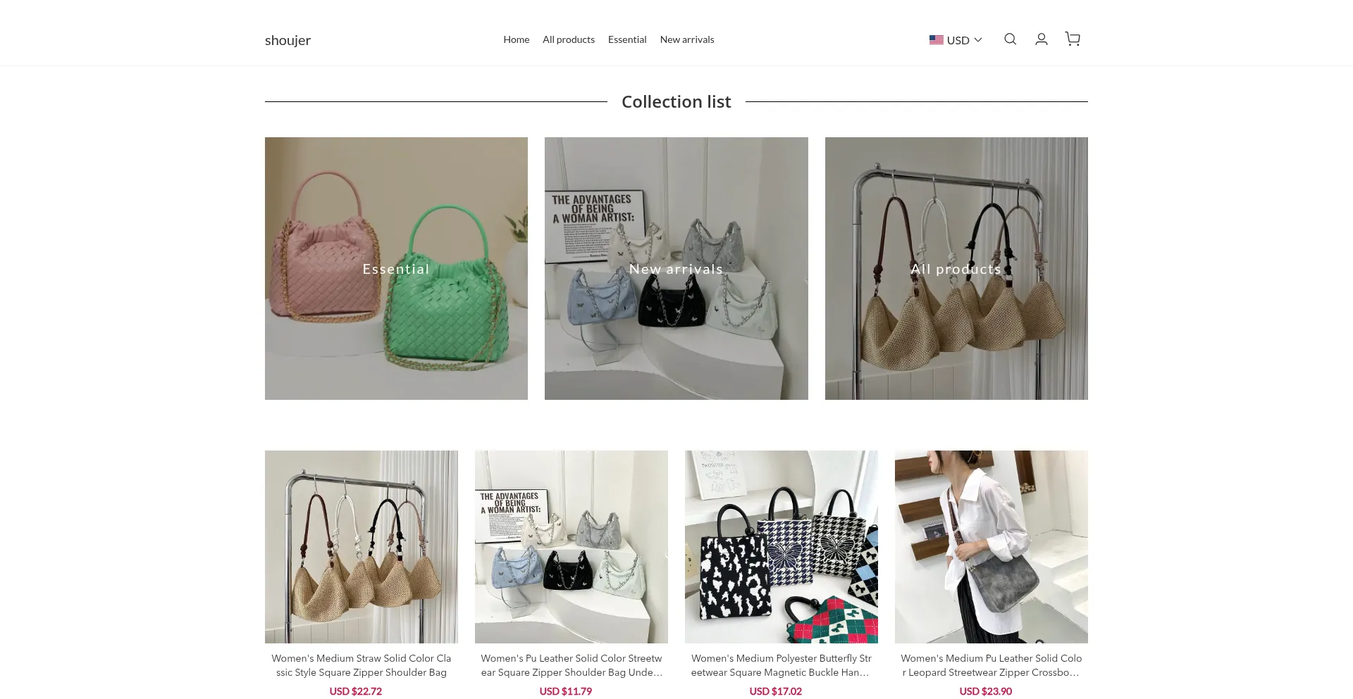 Website screenshot of Shoujer.com