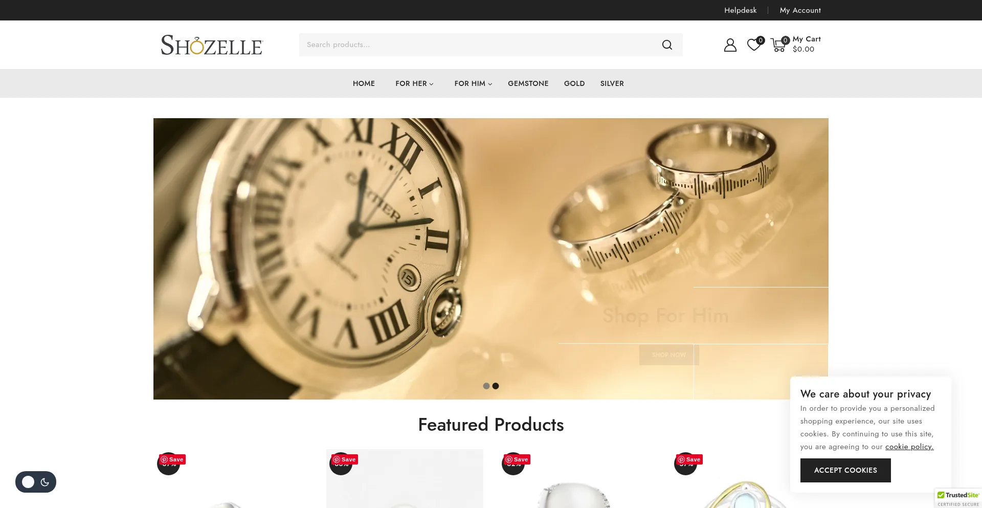 Website screenshot of Shozelle.com