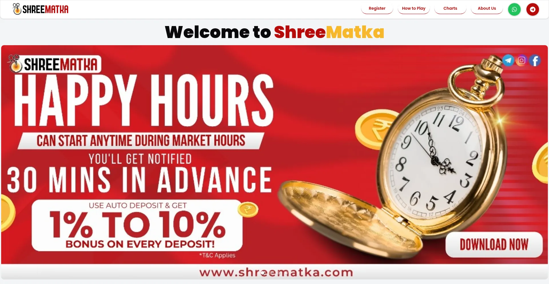 Website screenshot of Shreematka.com