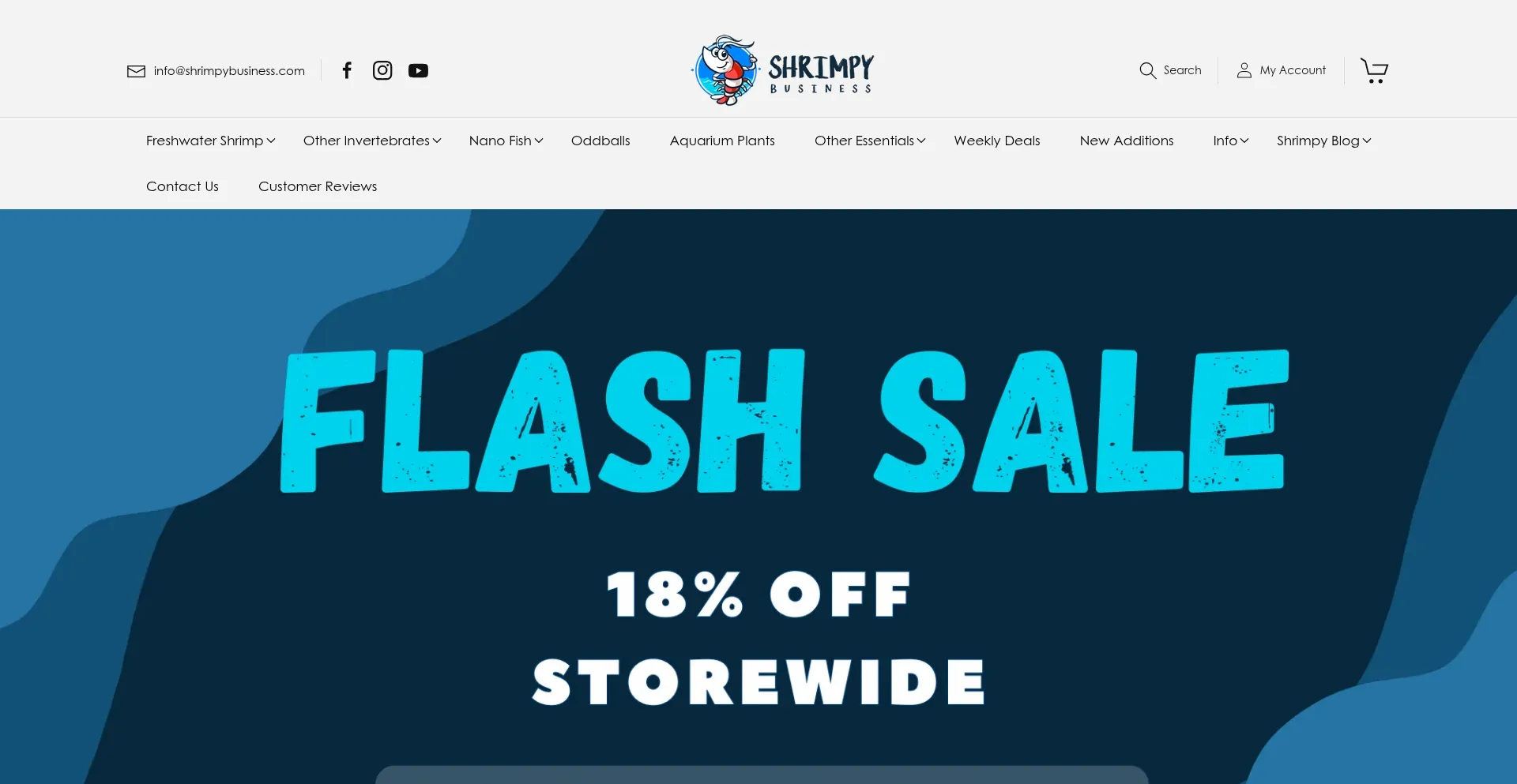Website screenshot of Shrimpybusiness.com