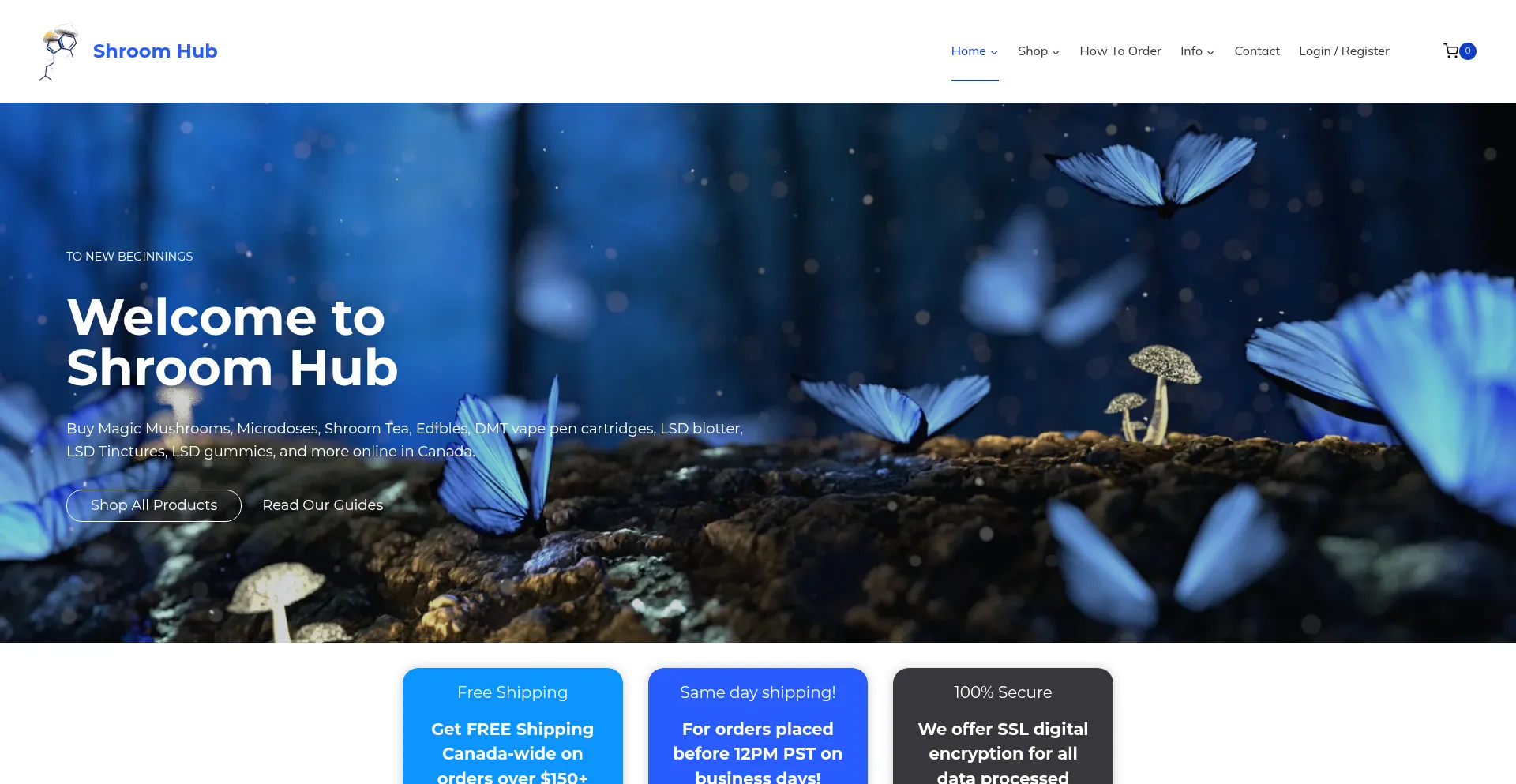 Website screenshot of Shroomhub.io