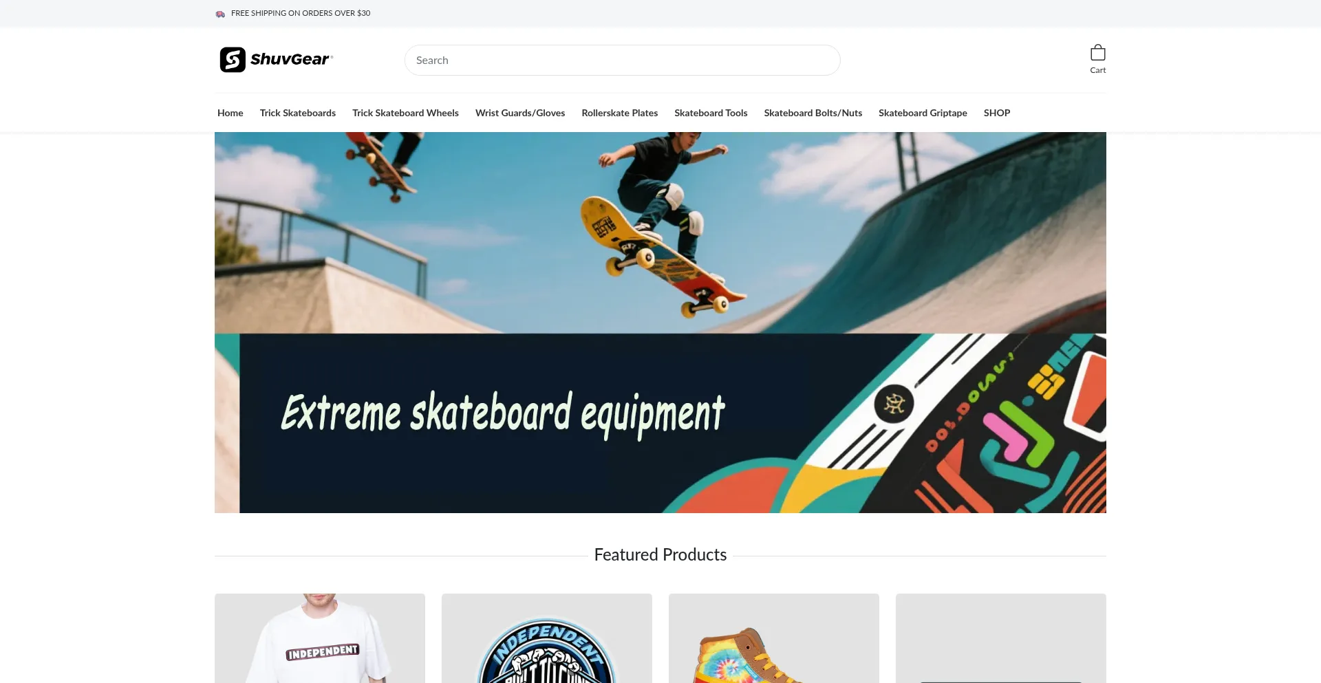 Website screenshot of Shuvgear.com