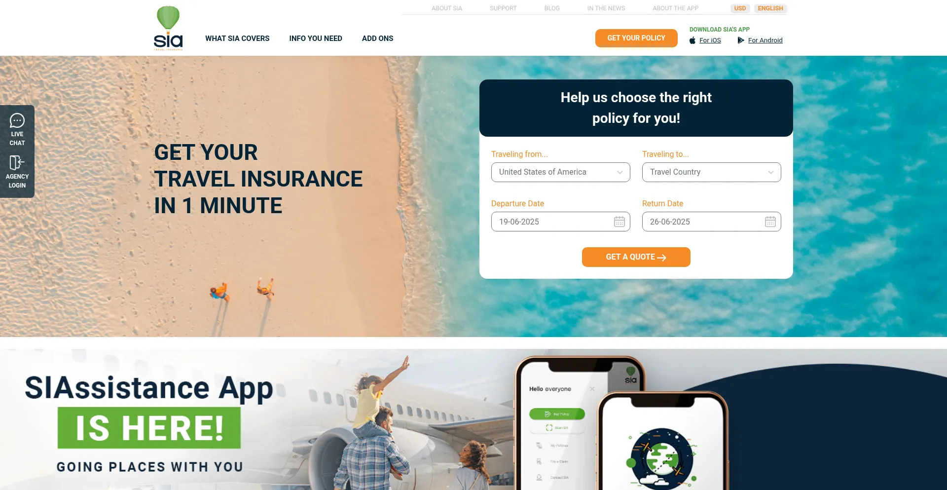 Website screenshot of Siassistance.com