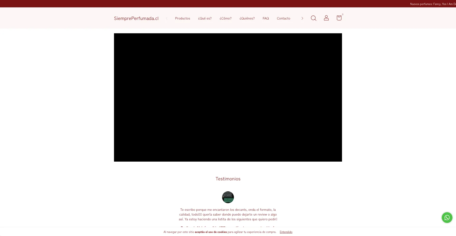 Website screenshot of Siempreperfumada.cl