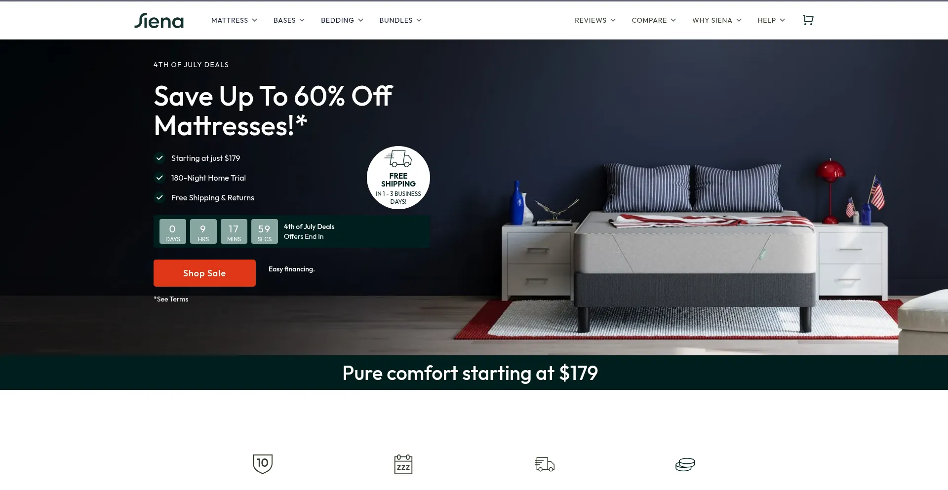 Website screenshot of Sienasleep.com