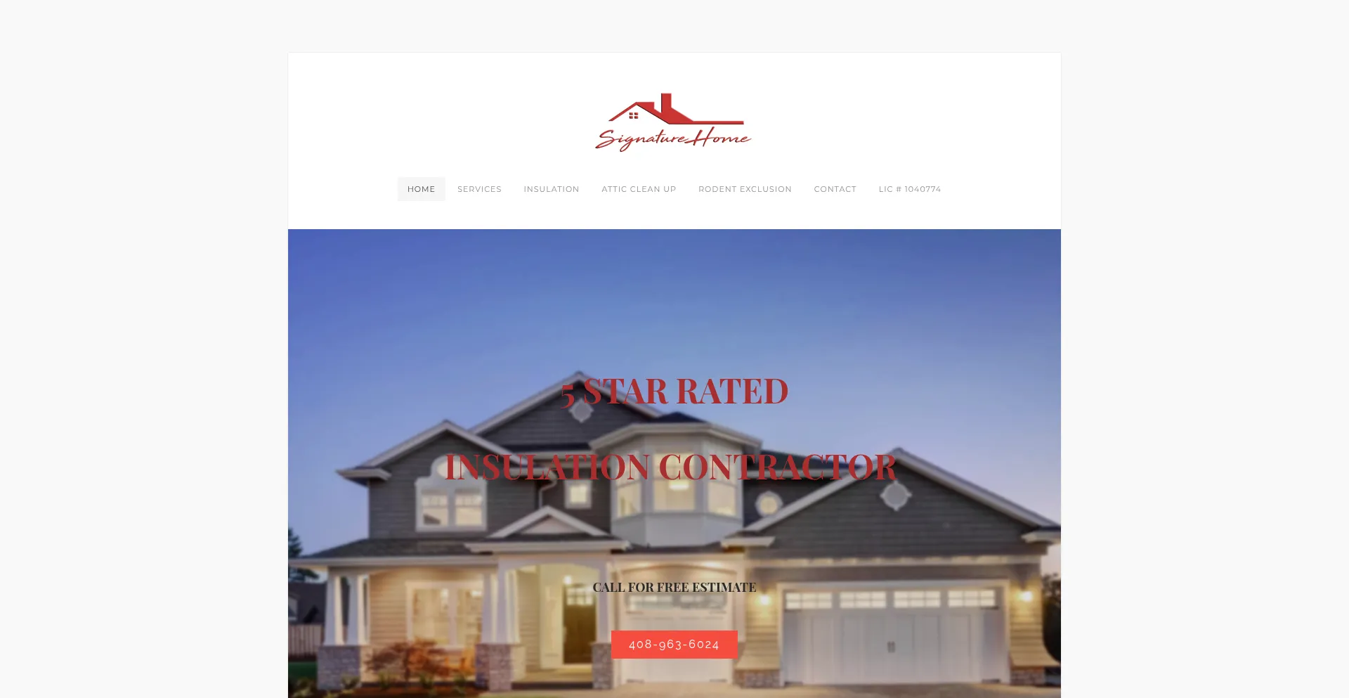 Website screenshot of Signaturehomepest.com