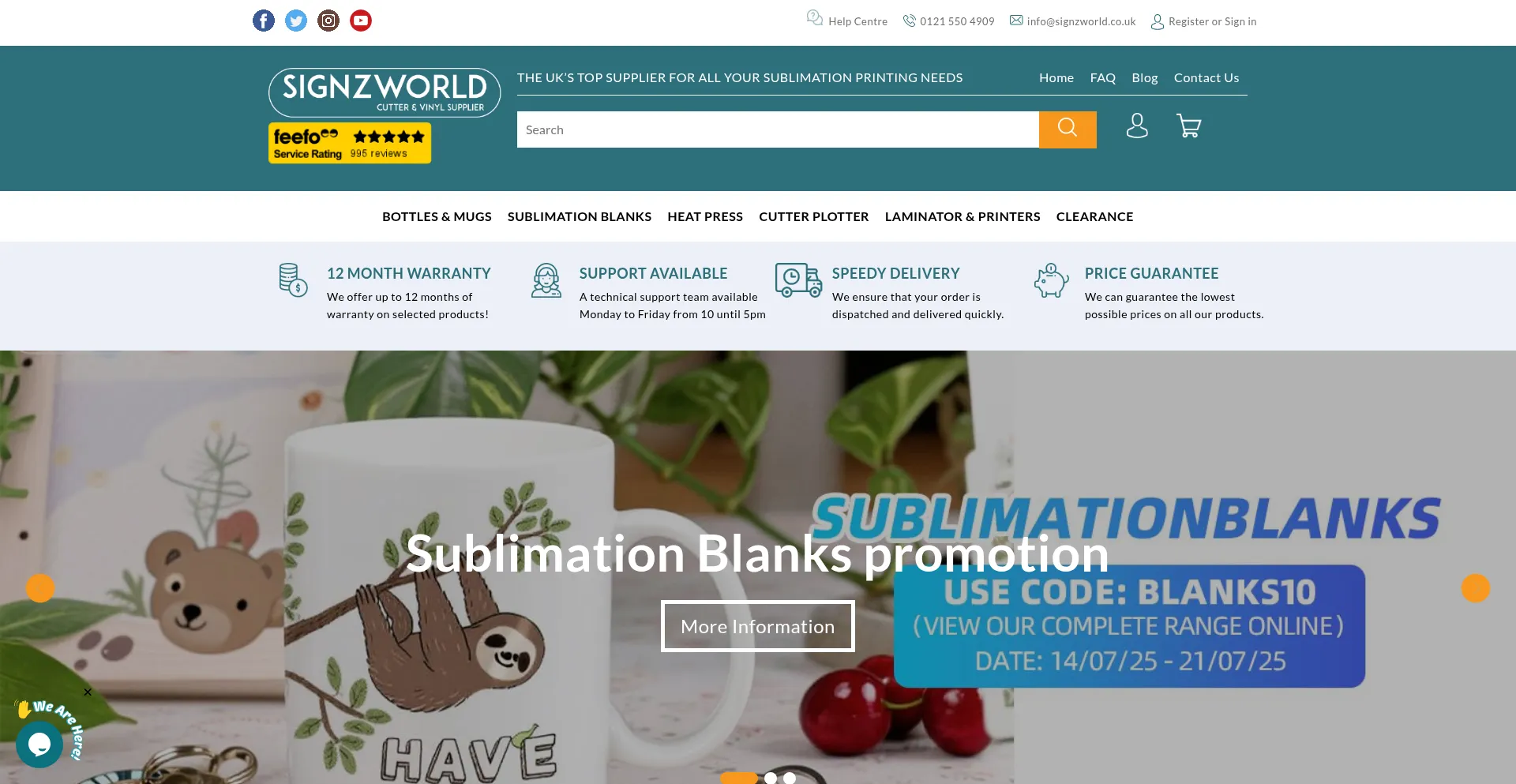 Website screenshot of Signzworld.co.uk