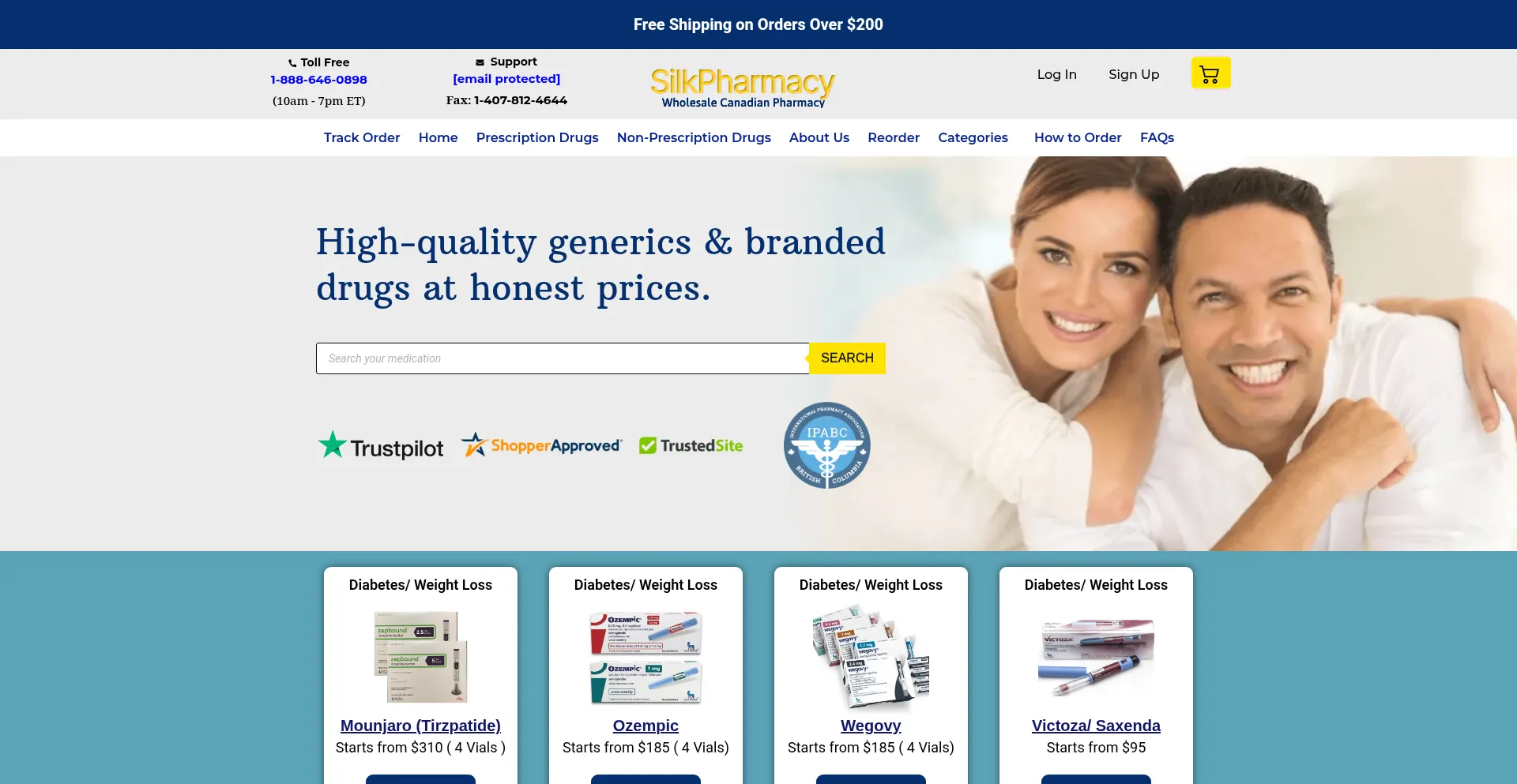 Website screenshot of Silkpharmacy.com