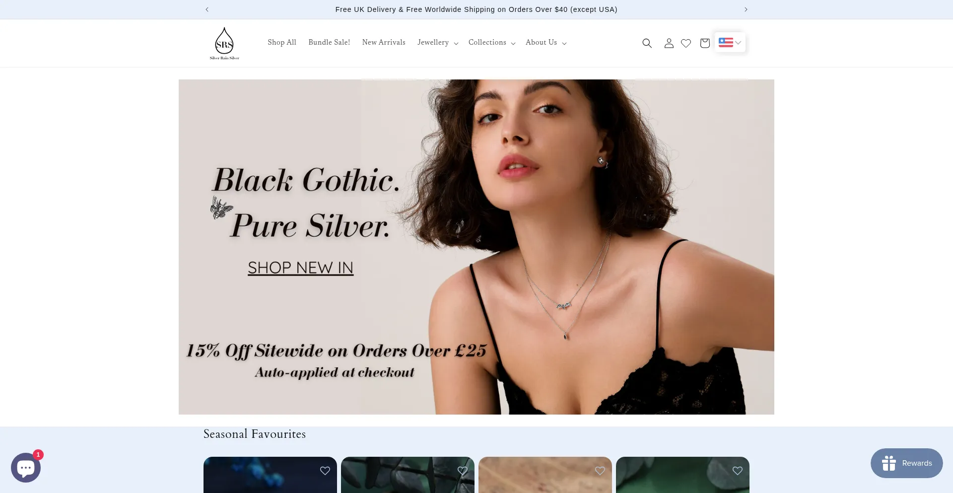Website screenshot of Silverrainsilver.com