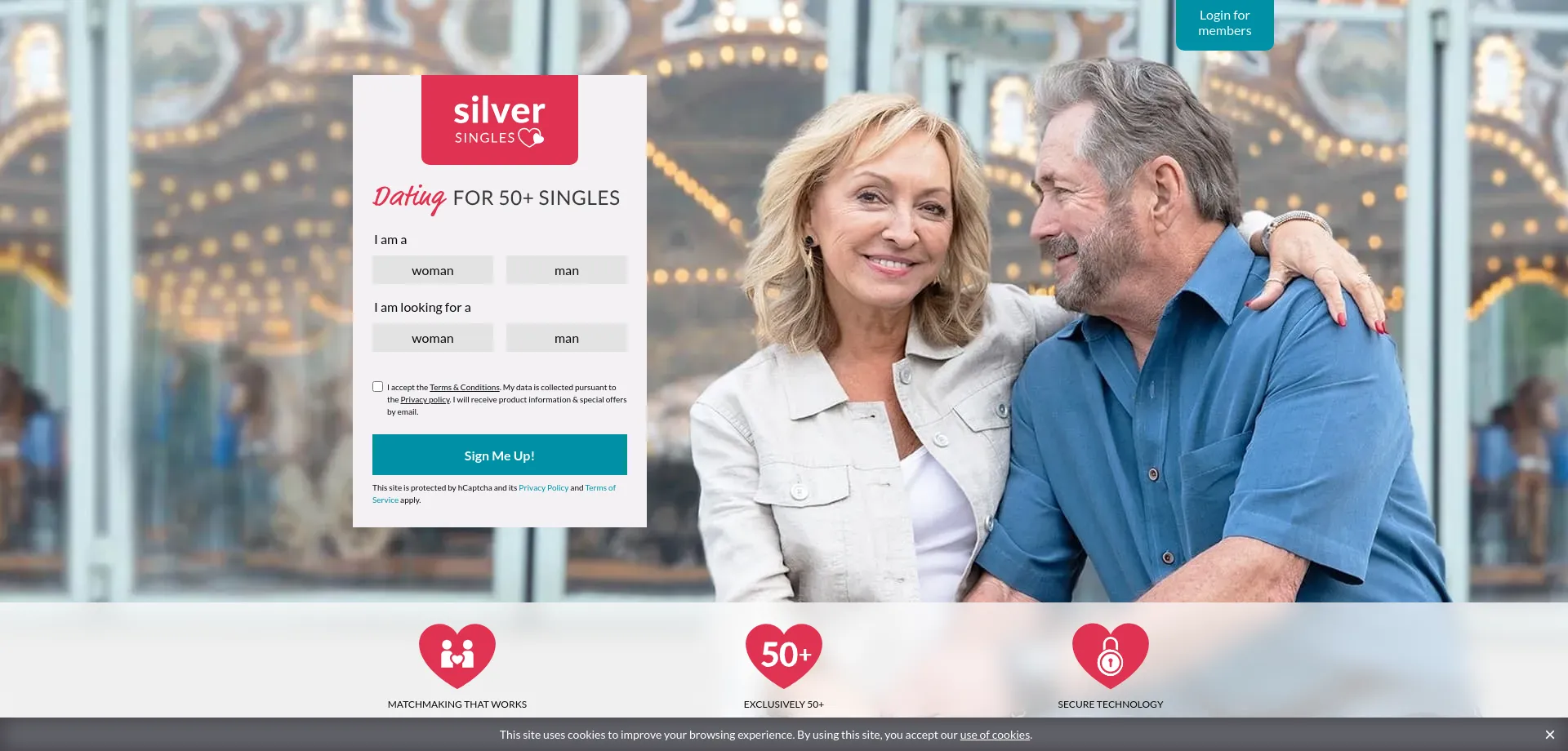 Website screenshot of Silversingles.com