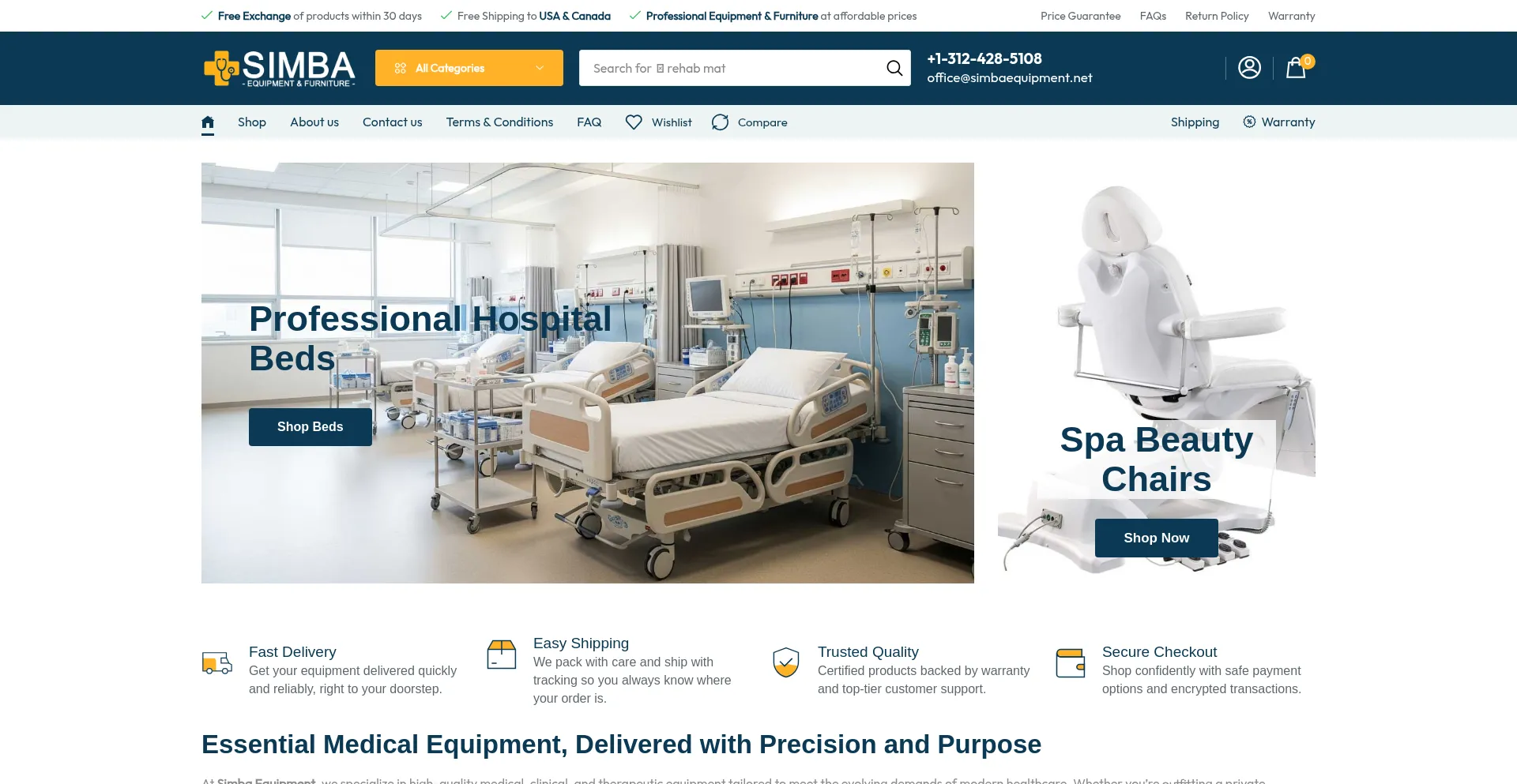 Website screenshot of Simbaequipment.net
