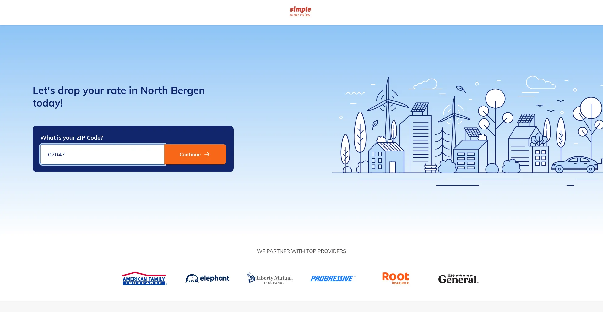Website screenshot of Simple-auto-rates.com