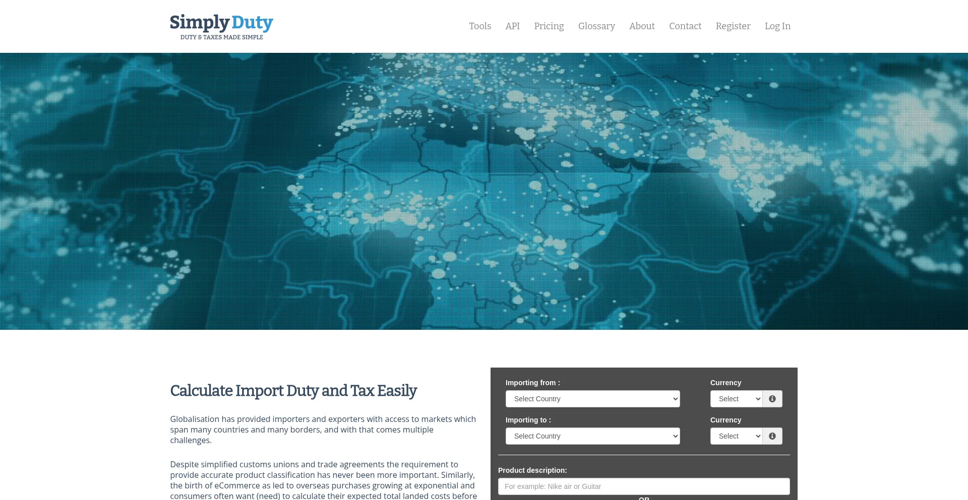 Website screenshot of Simplyduty.com