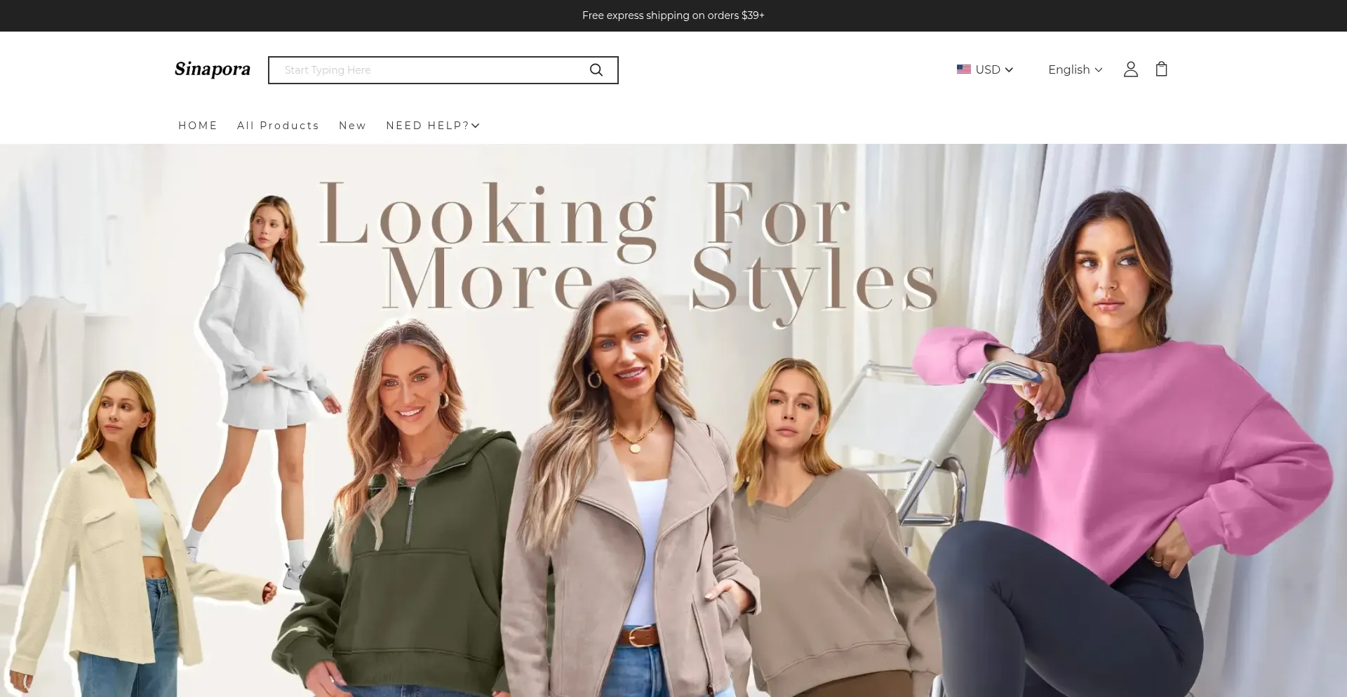 Website screenshot of Sinapora.com