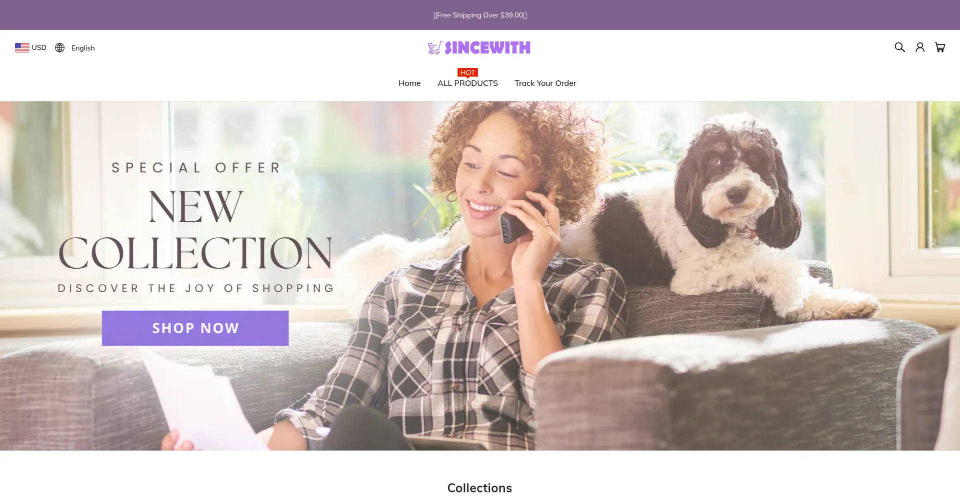 Website screenshot of Sincewith.com