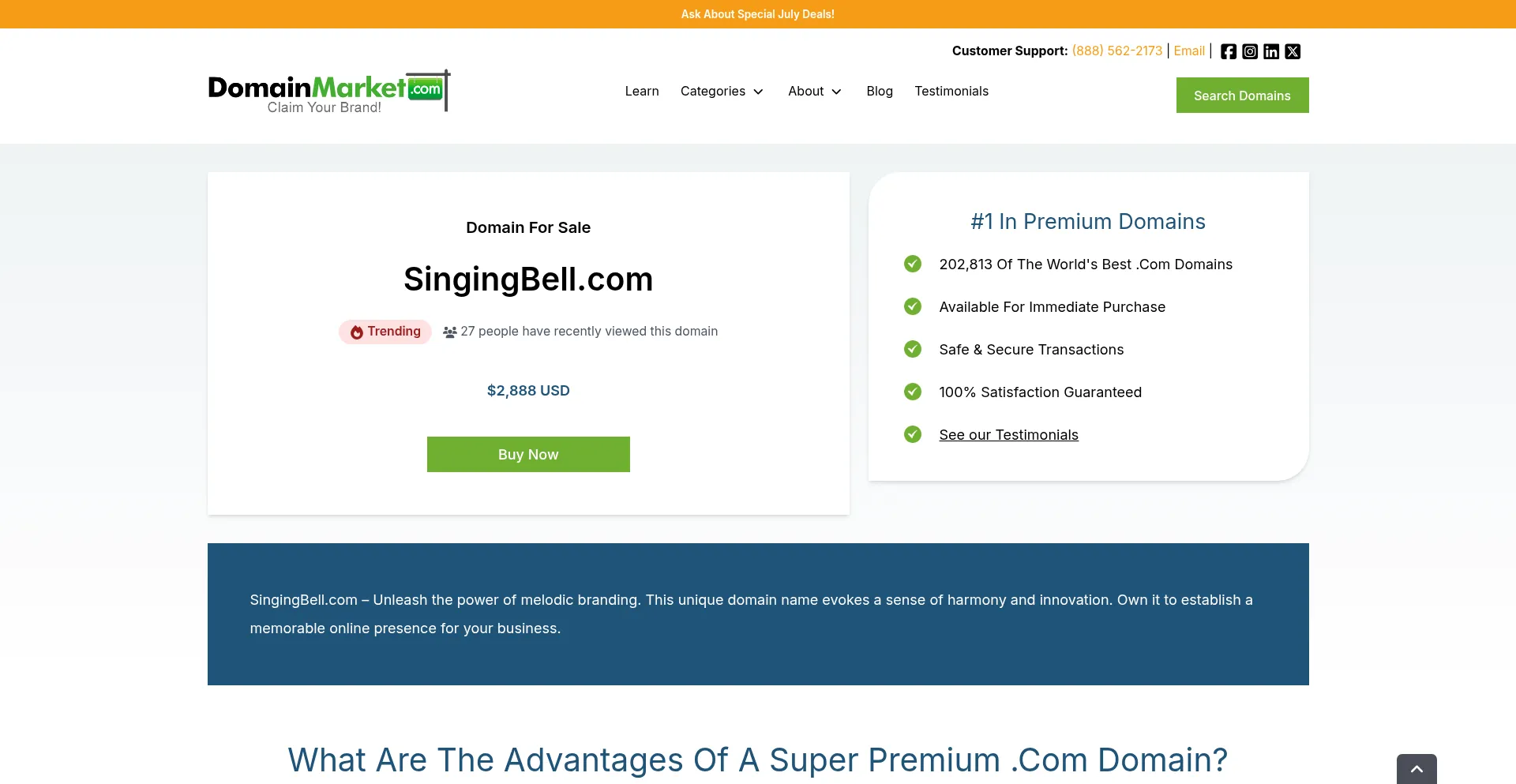 Website screenshot of Singingbell.com